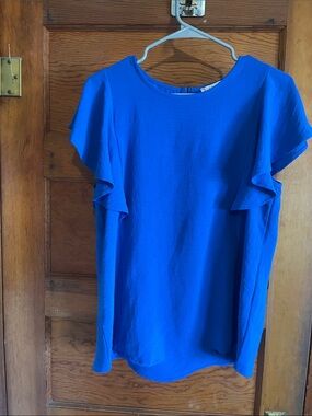 Women's Royal Blue Flutter Sleeve Blouse